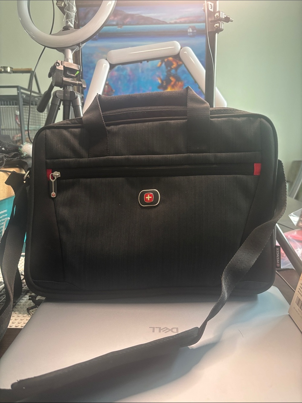 SwissGear Black Laptop Bag with Red Trim - Men's Briefcase